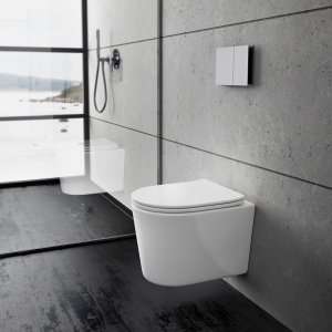 Stilo PS1-18 - Toilet 49 cm, White, Rimless + EasyClean Coat