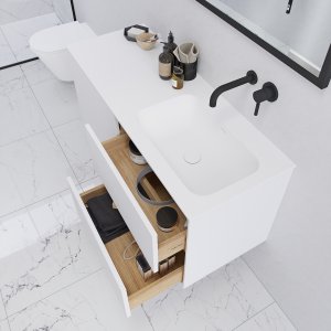 Pulcher Mood 120R Soft - Bathroom furniture 120x46 cm, Mathvid w/ SolidTec® sink