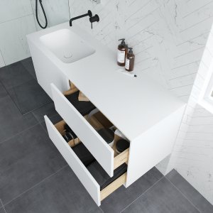 Pulcher Mood 140L Soft - Bathroom furniture 140x46 cm, Mathvid w/ SolidTec® sink