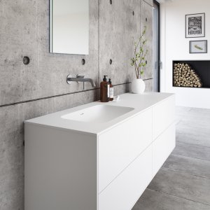 Pulcher Mood 160L Soft - Bathroom furniture 160x46 cm, Mathvid w/ SolidTec® sink