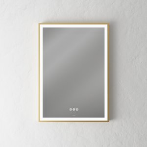Pulcher Soho Mirror PSM-5070 - 50x70 cm. Mirror w/light and light control, Matt Brass colored frame