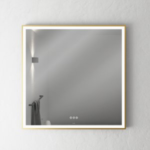 Pulcher Soho Mirror PSM-8080 - 80x80 cm. Mirror w/light and light control, Matt Brass colored frame