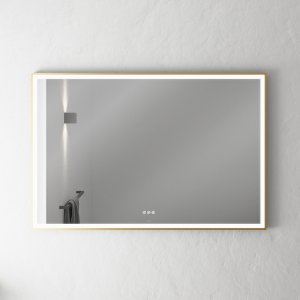 Pulcher Soho Mirror PSM-1280 - 120x80 cm. Mirror w/light and light control, Matt Brass colored frame