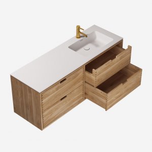 CPH Tapwork Soho 140R - Joinery furniture in Natural Oak incl. Mathvid SolidTec sink