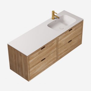 CPH Tapwork Soft 140R - Joinery furniture in Natural Oak incl. Mathvid SolidTec sink