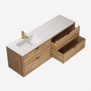 CPH Tapwork Soft 160L - Joinery furniture in Natural Oak incl. Mathvid SolidTec sink