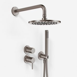 Semplice SBR901 S05 - Shower mixer Ø20 cm, Wall, PVD Brushed Steel