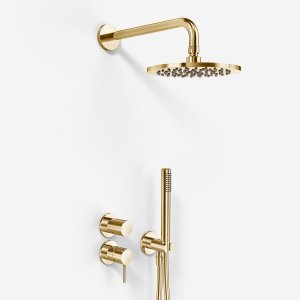 Semplice SBR901 S05 - Shower faucet Ø20 cm, Wall, Polished Brass Natural