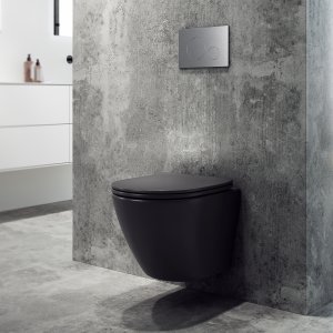 Nomi PN2-18 - Toilet 49 cm, Matt black, Rimless + EasyClean Coat