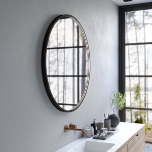 Pulcher Mood 1 PM1-100 - Ø100 cm Anti-fog mirror w/light and light control, Matt black 