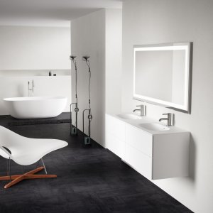 Block Soft 160D - Bathroom furniture 160x46 cm, Mathvid w/ SolidTec® double sink