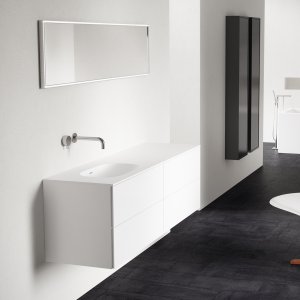 Block Soft 160L - Bathroom furniture 160x46 cm, Mathvid w/SolidTec® sink on the left