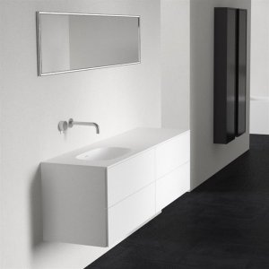 Block Soft 180L - Bathroom furniture 180x46 cm, Mathvid w/SolidTec® sink on the left