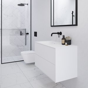 Pulcher Mood 90L Soft - Bathroom furniture 90x46 cm, Mathvid w/ SolidTec® sink
