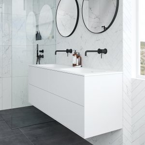 Pulcher Mood 140D Soft - Bathroom furniture 140x46 cm, Mathvid w/ SolidTec® sink