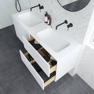 Pulcher Mood 140D Soft - Bathroom furniture 140x46 cm, Mathvid w/ SolidTec® sink