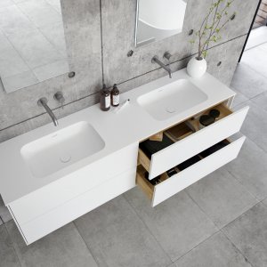 Pulcher Mood 180D Soft - Bathroom furniture 180x46 cm, Mathvid w/ SolidTec® sink